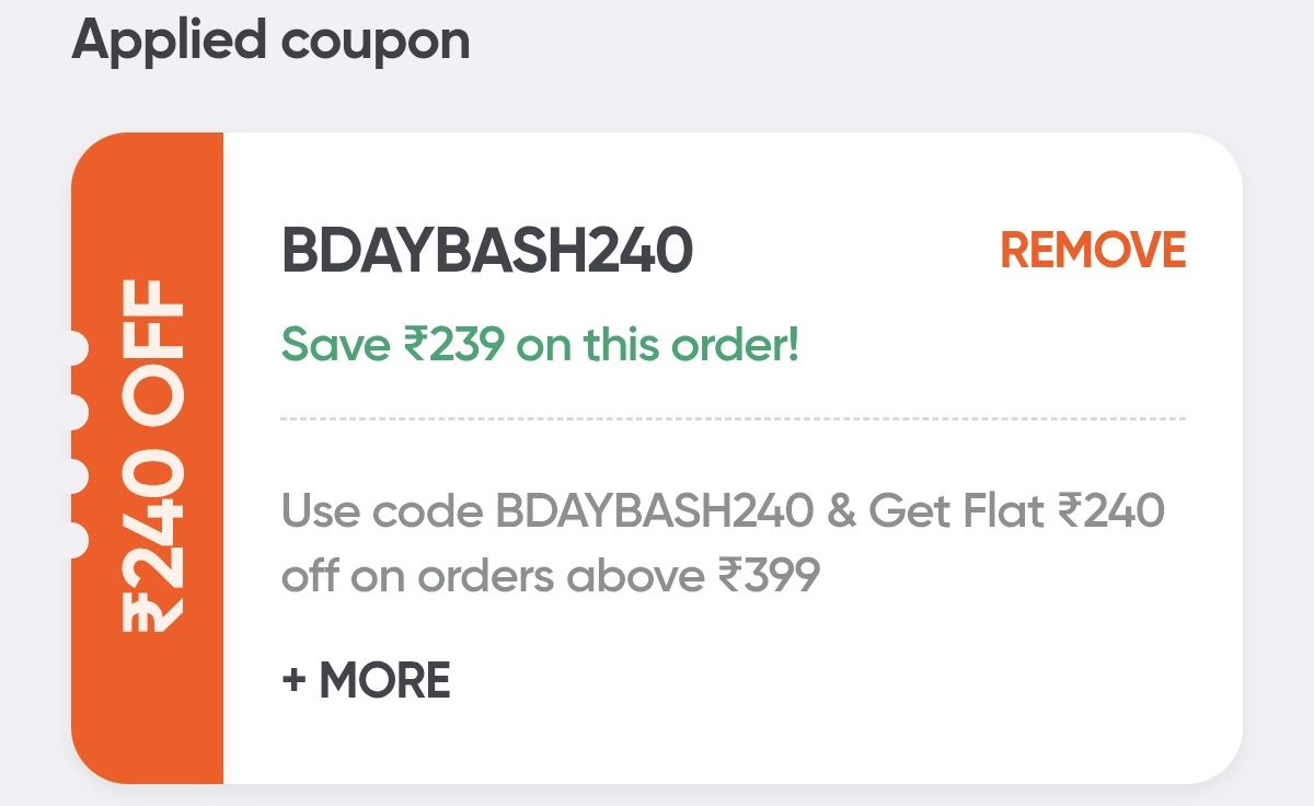 Swiggy : Flat ₹240 off on MOV ₹399
